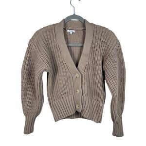Pistola Ribbed Cotton Cardigan Tan Size Small Cottage Core
